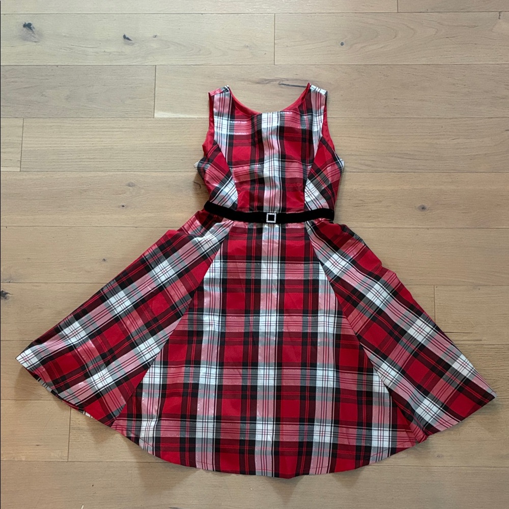Jona Michelle Red Plaid Dress with Black Accents